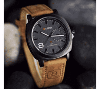 Leather Analog Watch for Men - Brown