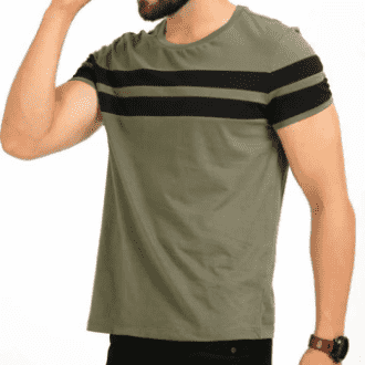 Olive Cotton Short Sleeve T-Shirt for Men